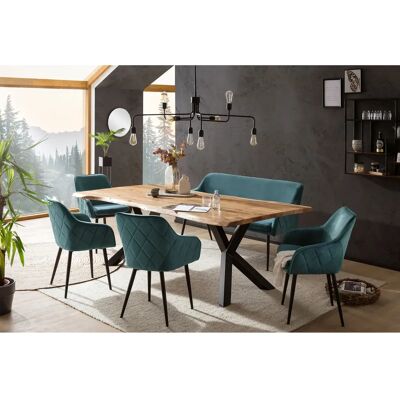 SalesFever Essgruppe - Tannengrün - 6-tlg. moderner Holztisch & Stühle SalesFever Essgruppe - Tannengrün - 6-tlg. moderner Holztisch & Stühle