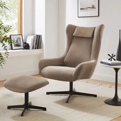 Fauteuil et Pouf SALESFEVER - Marron, Noir - Pivotant, Polyester, Métal - 82x106x85 cm - Publicité Fauteuil et Pouf SALESFEVER - Marron, Noir - Pivotant, Polyester, Métal - 82x106x85 cm - Publicité