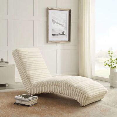 Relaxliege SALESFEVER - Beige Cordstoff Sofa mit Quersteppung - Sofa Relaxliege SALESFEVER - Beige Cordstoff Sofa mit Quersteppung - Sofa