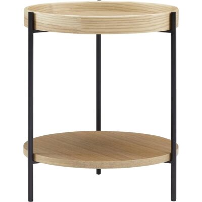 SALESFEVER Beistelltisch - Rund MDF, 2 Ablageflächen, Eiche, beige SALESFEVER Beistelltisch - Rund MDF, 2 Ablageflächen, Eiche, beige
