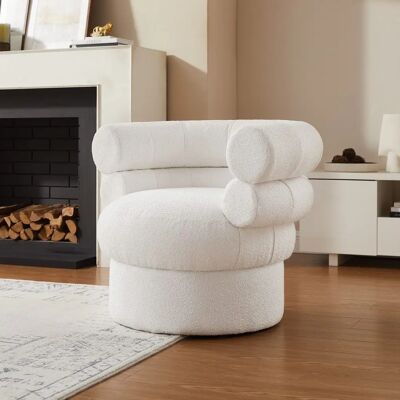 SalesFever Weiß Drehsessel - Boucléstoff - Modernes Design SalesFever Weiß Drehsessel - Boucléstoff - Modernes Design