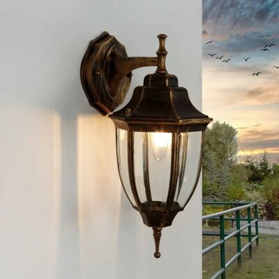 LICHT-ERLEBNISSE Rustikale Außenwandleuchte - IP44 Aluminium Glas LICHT-ERLEBNISSE Rustikale Außenwandleuchte - IP44 Aluminium Glas