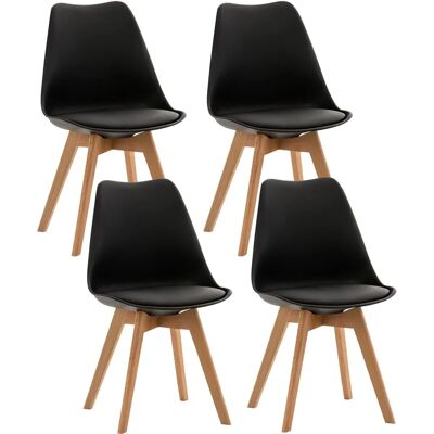 CLP - Set di 4 Sedie da Pranzo Moderno - Ergonomiche, Nere CLP - Set di 4 Sedie da Pranzo Moderno - Ergonomiche, Nere
