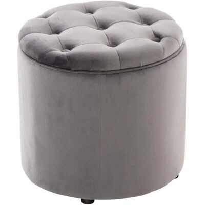 Taburete de Terciopelo Gris Pantin - Almacenamiento y Comodidad Taburete de Terciopelo Gris Pantin - Almacenamiento y Comodidad