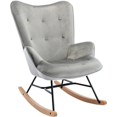 Homestoreking Sanka Grau Samt Scandinavian Schaukelstuhl - Sessel Homestoreking Sanka Grau Samt Scandinavian Schaukelstuhl - Sessel