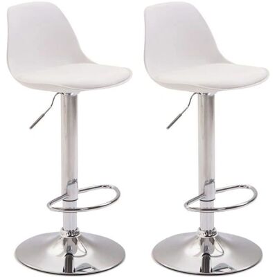 Conjunto de 2 banquetas Kiel brancas - Ajustáveis, Design moderno Conjunto de 2 banquetas Kiel brancas - Ajustáveis, Design moderno