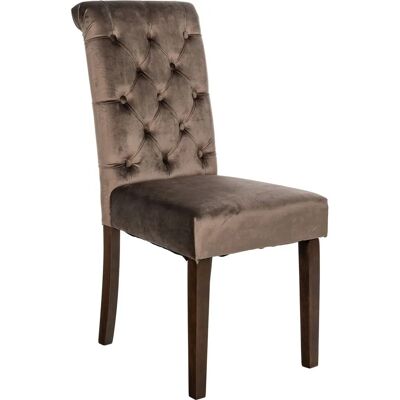 CLP Silla elegante marrón terciopelo respaldo alto - Silla CLP Silla elegante marrón terciopelo respaldo alto - Silla