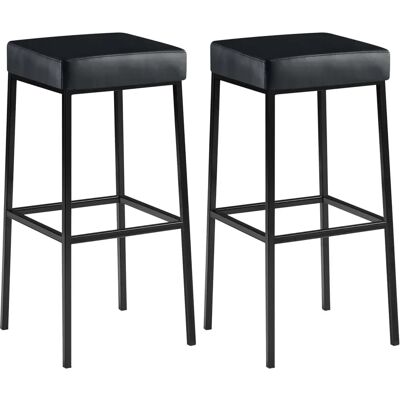 CLP Juego de 2 Taburetes Montreal - Cuero sintético, Negro - Taburetes de bar CLP Juego de 2 Taburetes Montreal - Cuero sintético, Negro - Taburetes de bar