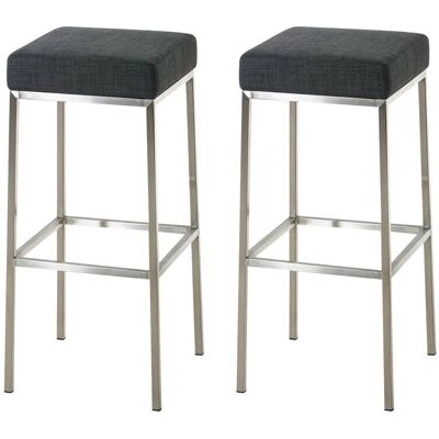 CLP Taburete de Tela Montreal - 80cm Gris Oscuro - Acero Inoxidable CLP Taburete de Tela Montreal - 80cm Gris Oscuro - Acero Inoxidable