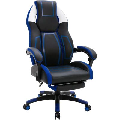 Silla de oficina Clovis - Cuero sintético ajustable, negro/azul Silla de oficina Clovis - Cuero sintético ajustable, negro/azul