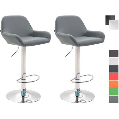 CLP - Juego de 2 Taburetes de Bar Braga Gris Ajustable 360° CLP - Juego de 2 Taburetes de Bar Braga Gris Ajustable 360°