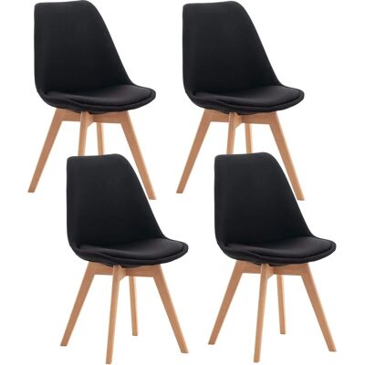 CLP Conjunto de 4 sillas de comedor - Marco de madera, tapizado, negro CLP Conjunto de 4 sillas de comedor - Marco de madera, tapizado, negro