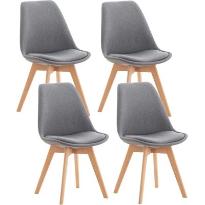 Set di 4 sedie da pranzo Linares - Tessuto e Legno - Grigio Chiaro Set di 4 sedie da pranzo Linares - Tessuto e Legno - Grigio Chiaro