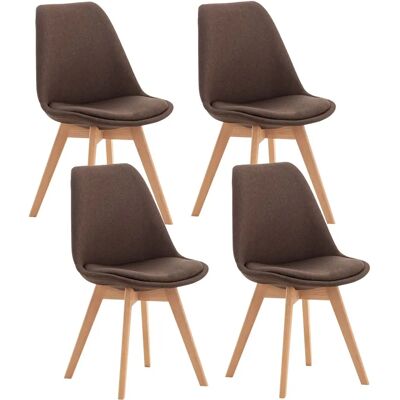 Juego de 4 sillas de comedor CLP - Marrón y estructura de madera Juego de 4 sillas de comedor CLP - Marrón y estructura de madera