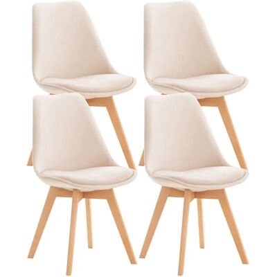 Conjunto de 4 sillas de comedor de madera y terciopelo - Beige Conjunto de 4 sillas de comedor de madera y terciopelo - Beige