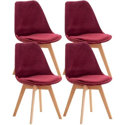 CLP Juego de 4 Sillas de Madera y Terciopelo - Estilo Moderno CLP Juego de 4 Sillas de Madera y Terciopelo - Estilo Moderno