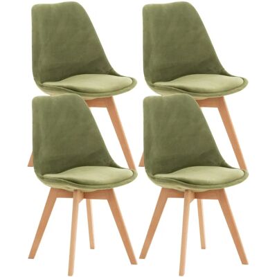 CLP - Conjunto de 4 sillas de comedor de madera y terciopelo CLP - Conjunto de 4 sillas de comedor de madera y terciopelo