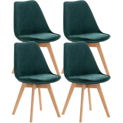 CLP Juego de 4 sillas de madera y terciopelo - Muebles CLP Juego de 4 sillas de madera y terciopelo - Muebles