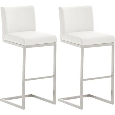 CLP Paros Tabourets de Bar Blancs Modernes - Lot de 2 CLP Paros Tabourets de Bar Blancs Modernes - Lot de 2