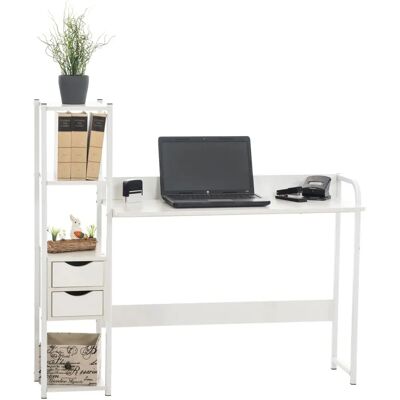 Escritorio Widnes Blanco Moderno con Estantería y Cajones Escritorio Widnes Blanco Moderno con Estantería y Cajones