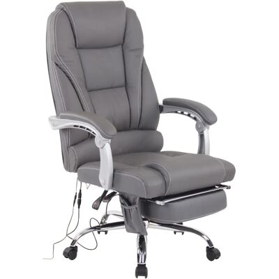 Chaise de bureau Pacific - Massage, Cuir, Gris - Publicité Chaise de bureau Pacific - Massage, Cuir, Gris - Publicité