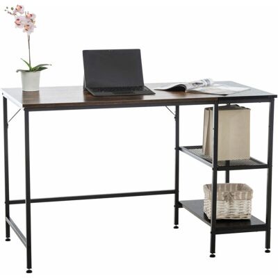 Scrivania Oviedo di Pricenet - Telaio in acciaio, 120x60cm, Nero/Marrone Scrivania Oviedo di Pricenet - Telaio in acciaio, 120x60cm, Nero/Marrone