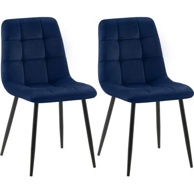 CLP Sedie da pranzo moderne - Velluto/Metallo - Blu CLP Sedie da pranzo moderne - Velluto/Metallo - Blu