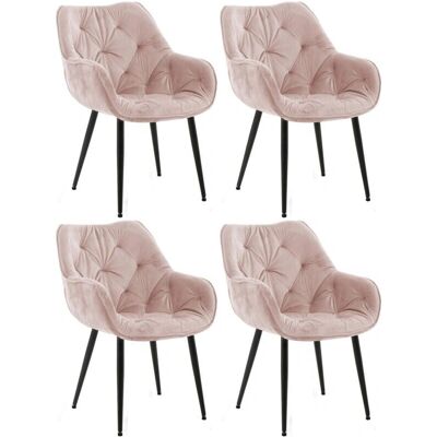 Conjunto de 4 sillas de terciopelo rosa Tanna - Salón, Comedor, Oficina Conjunto de 4 sillas de terciopelo rosa Tanna - Salón, Comedor, Oficina