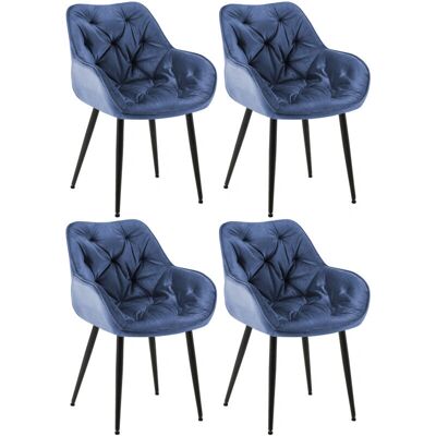 CLP Set di 4 sedie in velluto blu Tanna CLP Set di 4 sedie in velluto blu Tanna