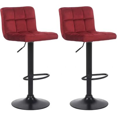 CLP Feni Tabourets en velours rouge 2 pièces - Tabourets de bar CLP Feni Tabourets en velours rouge 2 pièces - Tabourets de bar
