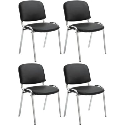 CLP Bürostuhl-Set 4 Chrom Echtleder CLP Bürostuhl-Set 4 Chrom Echtleder