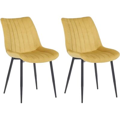 CLP Conjunto de 2 Sillas de comedor de terciopelo amarillo - Sillas de comedor CLP Conjunto de 2 Sillas de comedor de terciopelo amarillo - Sillas de comedor
