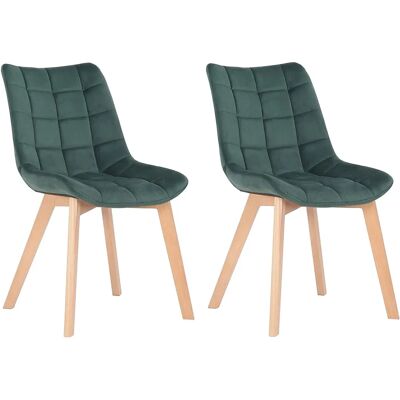 CLP Conjunto de 2 Sillas de comedor Passaic en terciopelo verde CLP Conjunto de 2 Sillas de comedor Passaic en terciopelo verde