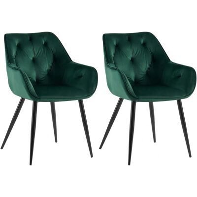 CLP Conjunto de Sillas de Terciopelo - Estilo Chesterfield - 2 Sillas CLP Conjunto de Sillas de Terciopelo - Estilo Chesterfield - 2 Sillas
