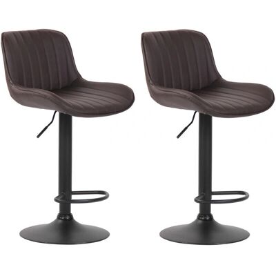 CLP - Juego de 2 taburetes de bar Lentini en piel sintética marrón/negro CLP - Juego de 2 taburetes de bar Lentini en piel sintética marrón/negro