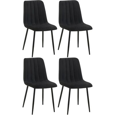 Set de 4 sillas de comedor negras en tela o terciopelo - Modernas y resistentes Set de 4 sillas de comedor negras en tela o terciopelo - Modernas y resistentes