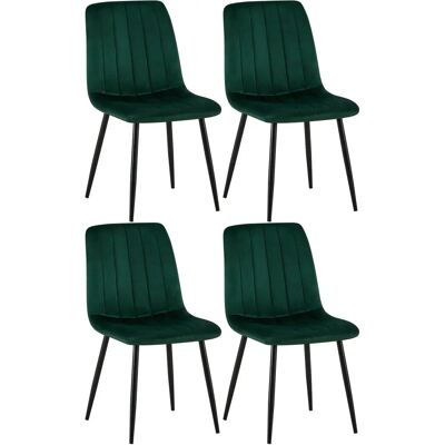 Conjunto de 4 sillas de comedor verdes de terciopelo CLP Conjunto de 4 sillas de comedor verdes de terciopelo CLP
