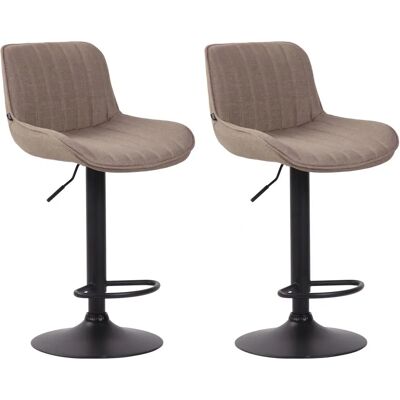 Ensemble de 2 tabourets Lentini en tissu gris - Bar réglable - Publicité Ensemble de 2 tabourets Lentini en tissu gris - Bar réglable - Publicité