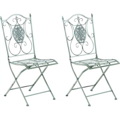 CLP Gartenstühle 2er Set aus Metall Antik-Grün - Gartenmöbel CLP Gartenstühle 2er Set aus Metall Antik-Grün - Gartenmöbel