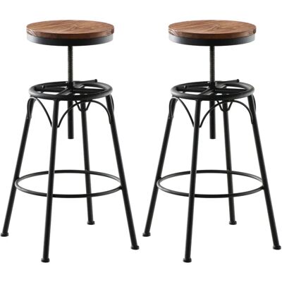 Conjunto de 2 Taburetes de Bar Ajustables - Estilo Industrial Negro Conjunto de 2 Taburetes de Bar Ajustables - Estilo Industrial Negro
