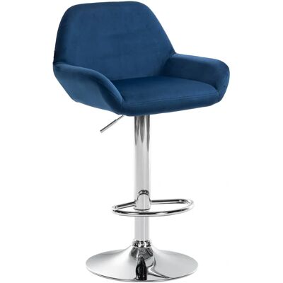 Tabouret de bar bleu en velours ajustable CLP - Tabouret - Publicité Tabouret de bar bleu en velours ajustable CLP - Tabouret - Publicité