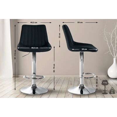 CLP Toni Taburete de Bar Negro Ajustable 360° CLP Toni Taburete de Bar Negro Ajustable 360°