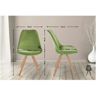 Chaise Sofia Vert Clair en Velours - Siège 48x54x81 cm - Type de produit: Chaise - Publicité Chaise Sofia Vert Clair en Velours - Siège 48x54x81 cm - Type de produit: Chaise - Publicité