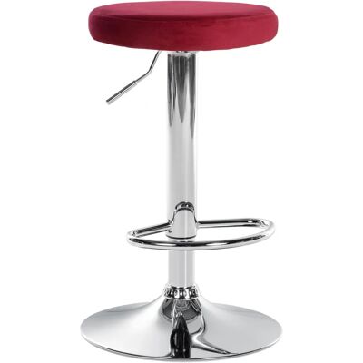 CLP Taburete de Bar Rojo Terciopelo - Ajustable y Giratorio - 120kg CLP Taburete de Bar Rojo Terciopelo - Ajustable y Giratorio - 120kg