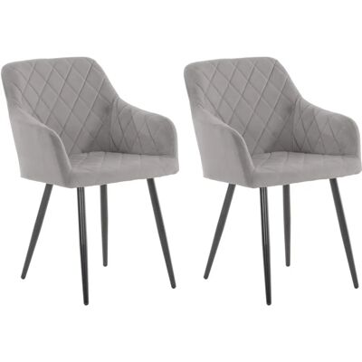 Ensemble de 2 Chaises Velours Gris - Chaises de Salle à Manger - Publicité Ensemble de 2 Chaises Velours Gris - Chaises de Salle à Manger - Publicité