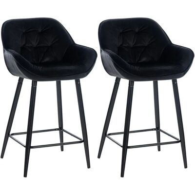 Set de 2 Tabourets de Bar Gibson - Velours et Métal - Publicité Set de 2 Tabourets de Bar Gibson - Velours et Métal - Publicité