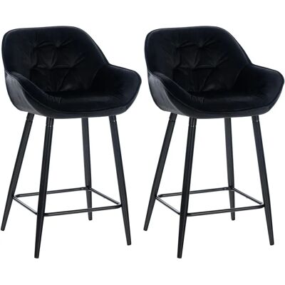 Tabourets de bar en velours Gibson - Lot de 2 - Noir - Moderne & Confortable - Publicité Tabourets de bar en velours Gibson - Lot de 2 - Noir - Moderne & Confortable - Publicité