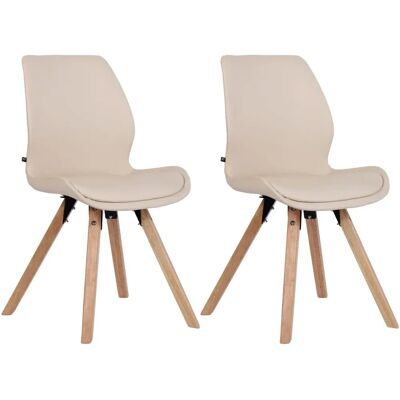 Ensemble de 2 Chaises Luna - Base en Bois, Simili Cuir, Moderne - Publicité Ensemble de 2 Chaises Luna - Base en Bois, Simili Cuir, Moderne - Publicité