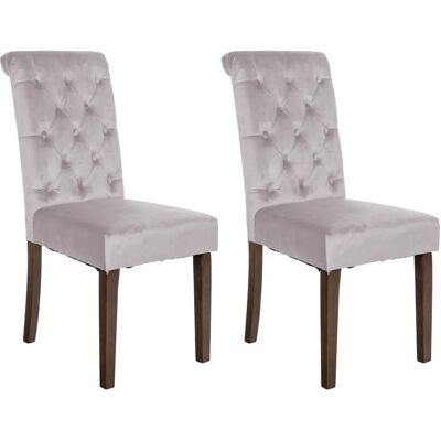 CLP - Juego de 2 sillas de comedor gris terciopelo - Sillas de comedor CLP - Juego de 2 sillas de comedor gris terciopelo - Sillas de comedor