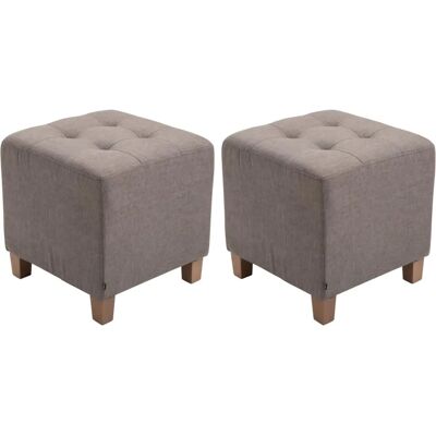 Ensemble de 2 tabourets gris en tissu - CLP - Publicité Ensemble de 2 tabourets gris en tissu - CLP - Publicité